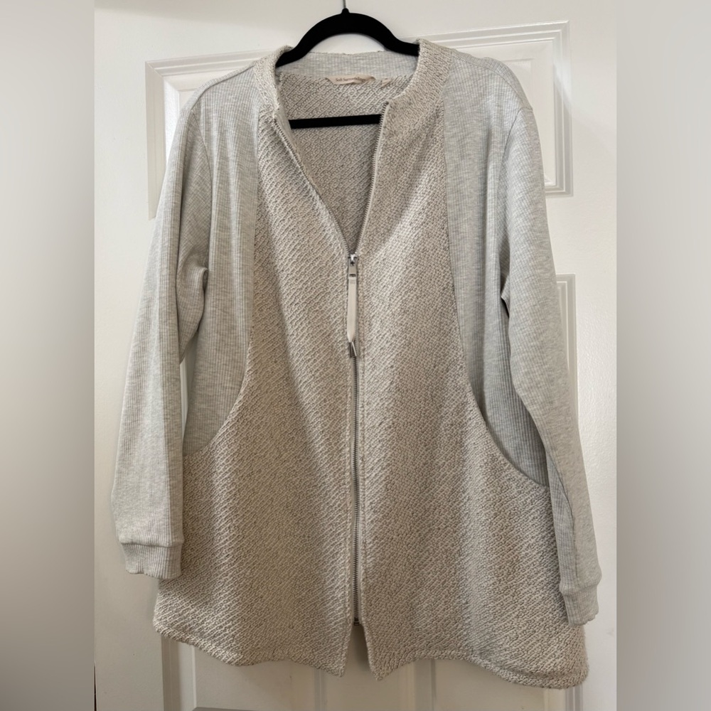 Soft Surroundings Textured Zip Front Cardigan Jacket